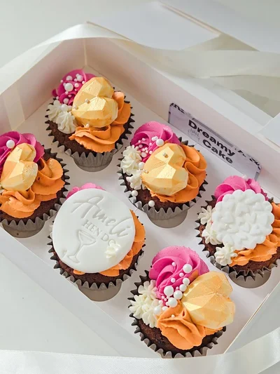 Chic hen do cupcakes with elegant toppings in Cambridge