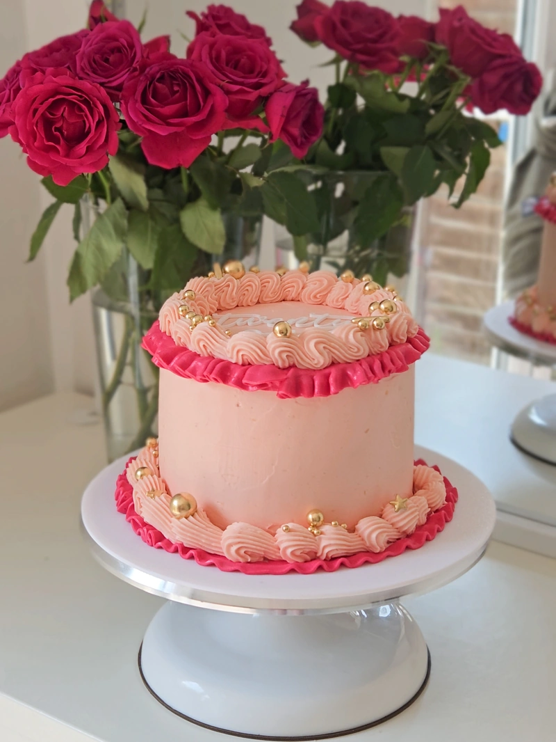 Celebration cake — custom buttercream cake by Dreamy Cake in Cambridgeshire — alternate angle